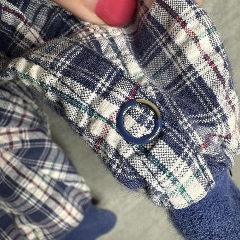 Gymboree Vintage Rainbow Tag 90s Blue Plaid‎ Seersucker Romper Boys Infant 3-6 M
